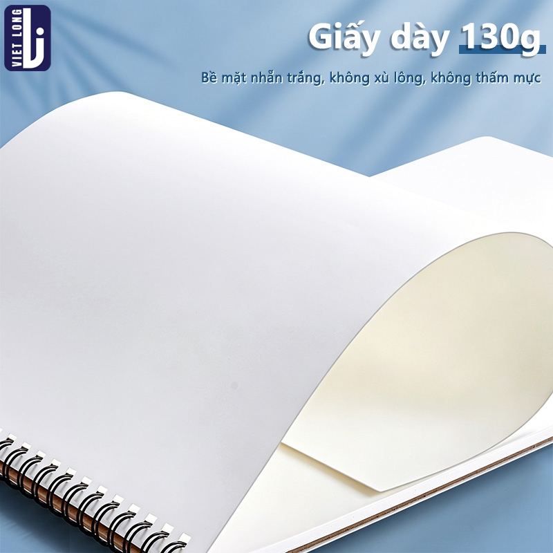 Sổ Vẽ Học Sinh Giấy Dày Chống Thấm, Sketchbook Vẽ Màu Nước Và Marker Khổ A4/A5, Gáy Lò Xo Tiện Lợi