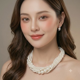 [ DAISYN ] N457 choker ,dây chuyền mang áo dài , vòng cổ mang áo dài, dây chuyền hạt Ngọc 6 sợi 6-12mm