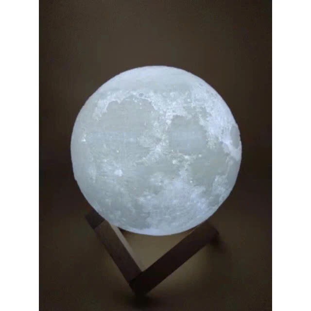 đèn ngủ decor,đèn decor phòng ngủ chill hình mặt trặng kèm đế gỗ và củ sạc | BigBuy360 - bigbuy360.vn