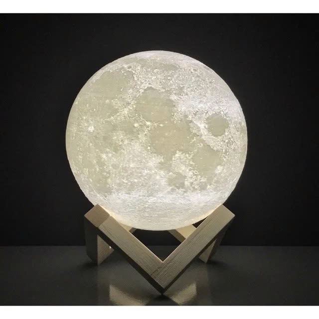 đèn ngủ decor,đèn decor phòng ngủ chill hình mặt trặng kèm đế gỗ và củ sạc | BigBuy360 - bigbuy360.vn
