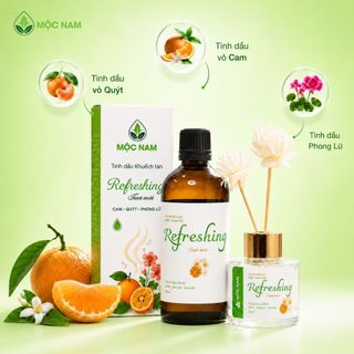 Tinh dầu thơm phòng Refreshing Mộc Nam - Hương cam quýt, phong lữ thư giãn, khử mùi phòng