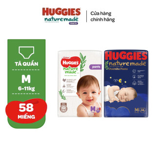 Combo Tã Quần Ngày và Đêm Huggies Naturemade Size M58/L44/XL38/XXL26 miếng