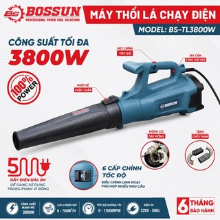 Máy Thổi Lá Bossun BS-TL3800W Chuyên Thổi Lá, Rác, Bụi 6 tốc độ 12 Cánh Kèm 2 Ống Thổi