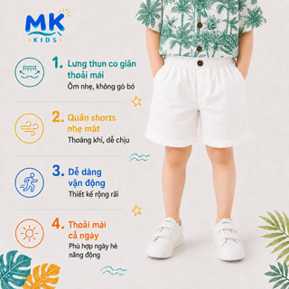 Set Bộ Bé Trai Jungle MK Kids Áo Sơ Mi Họa Tiết Nổi Bật Đi Biển Mùa Hè Chất Đũi Tơ Thoáng Mát 2-10 Tuổi