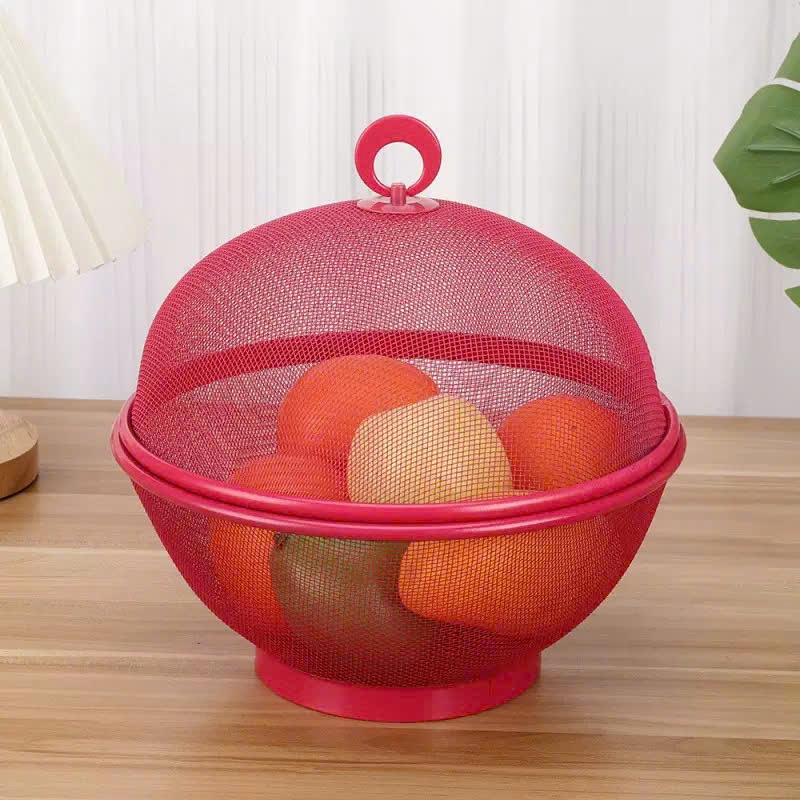Giỏ Đựng Rau Củ Trái Cây Có Nắp Đậy - Bộ Rổ Hoa Quả Tặng Kèm Lồng Bàn Thép Phủ- Lồng Bàn Mini
