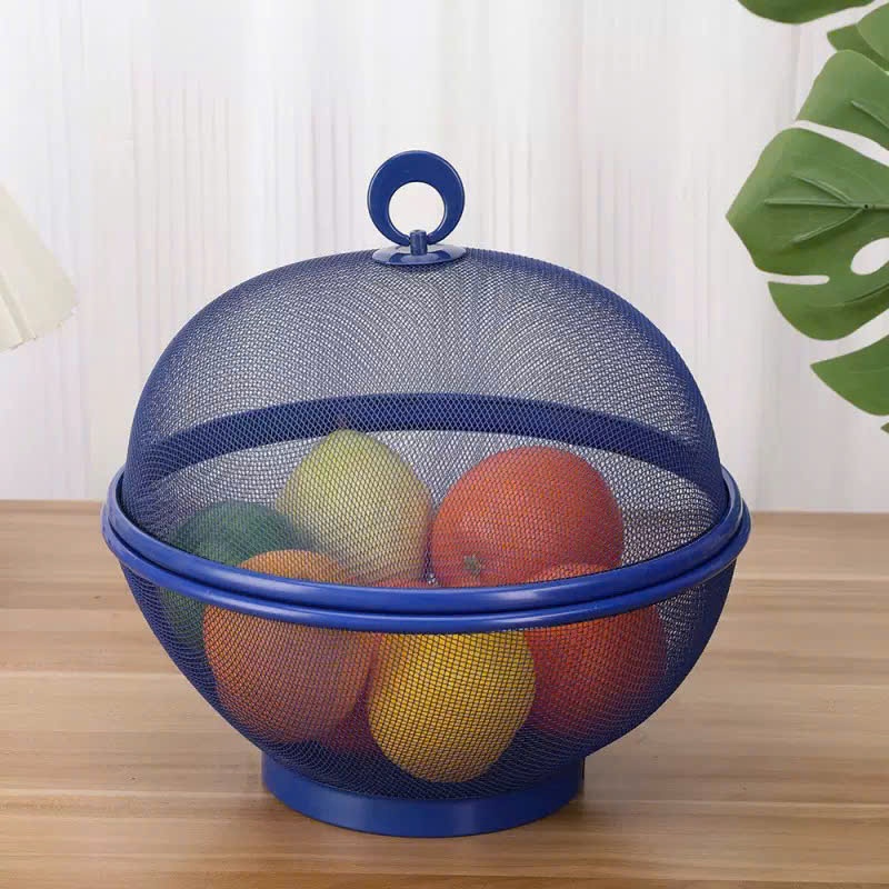 Giỏ Đựng Rau Củ Trái Cây Có Nắp Đậy - Bộ Rổ Hoa Quả Tặng Kèm Lồng Bàn Thép Phủ- Lồng Bàn Mini