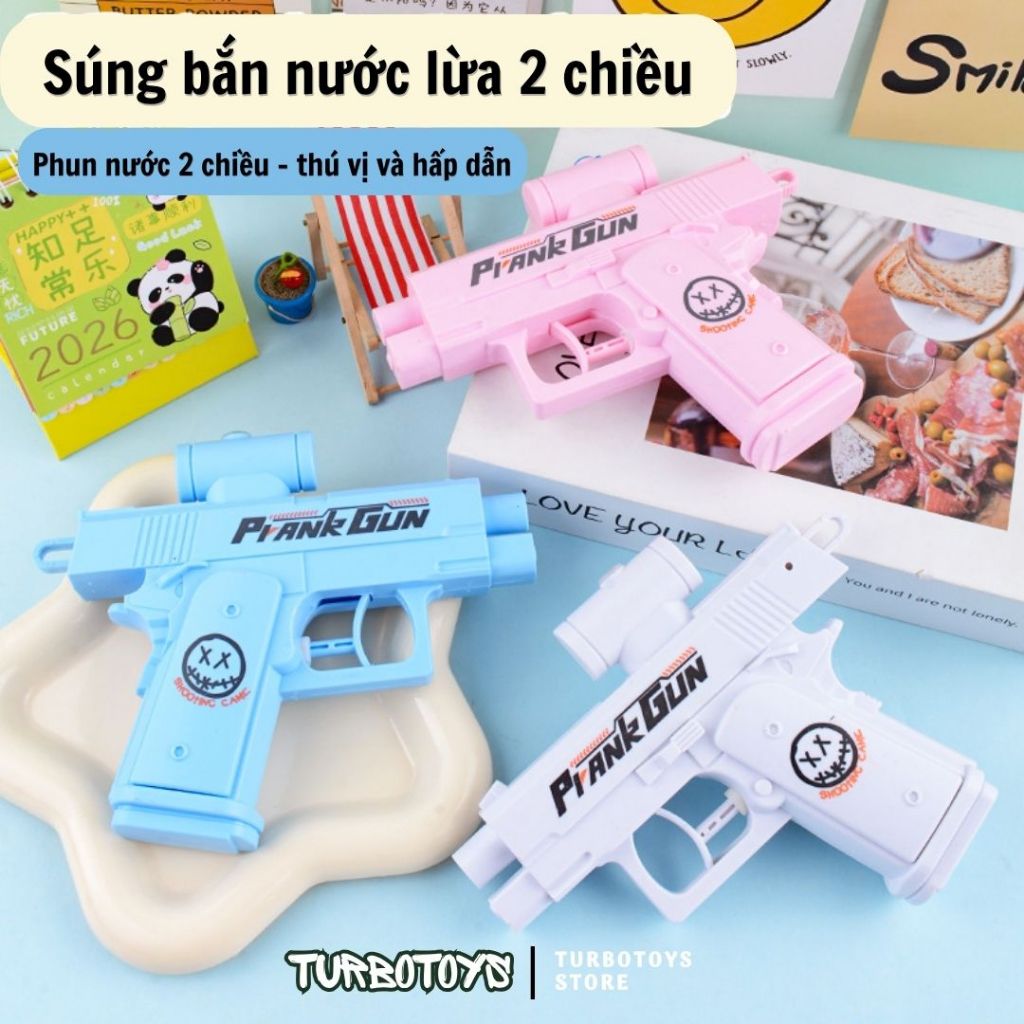 Đồ chơi súng phun nước hai chiều prank gun, đồ chơi mùa hè vui nhộn giảm stress cho bé trai gái, Turbotoys
