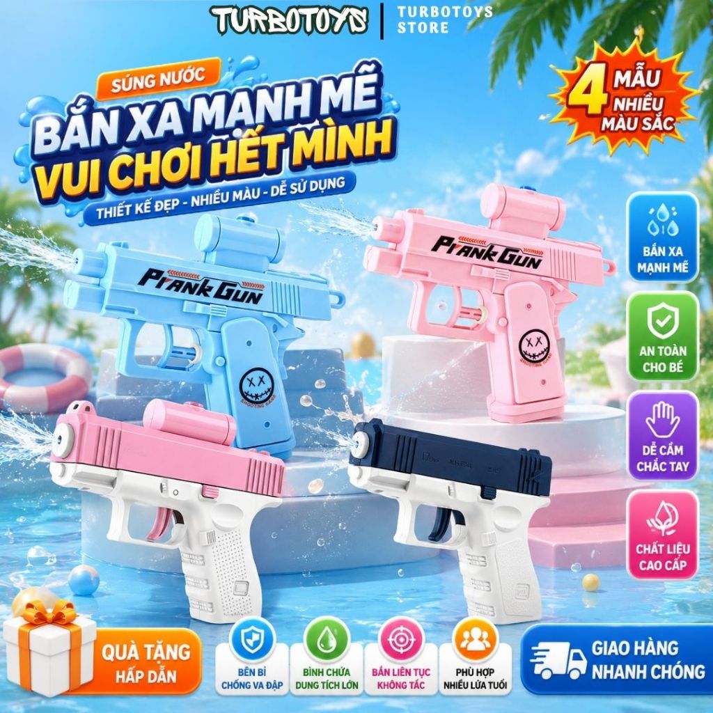 Đồ chơi súng phun nước hai chiều prank gun, đồ chơi mùa hè vui nhộn giảm stress cho bé trai gái, Turbotoys