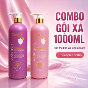 Combo Dầu Gội Xả Collagen 1000ml Phục Hồi Tóc Khô Xơ, Giảm Bết Nhờn, Dưỡng Tóc Mềm Mượt Bóng Khỏe