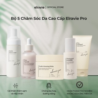Bộ 5 Elravie Pro Chống Lão Hóa, Dưỡng Trắng, Cải Thiện Thâm Sạm Và Nếp Nhăn (Balm, Toner, Peel, Glow, Soothing Gel)