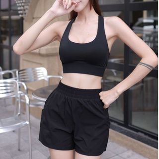 Set Bra 301 + Quần Đùi 304 Tuấn HD, Chất Thun Poly Co Giãn, Có Đệm Mút, Tập Gym, Yoga