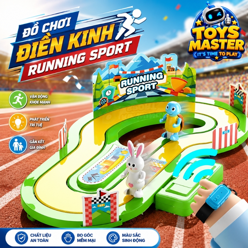 Đồ Chơi Thi Đấu Chạy Bộ Running Sport Cuộc Đua Rùa Và Thỏ,Đua Ngựa,Điền Kinh Điều Khiển Bằng Cảm Ứng Có Nhạc Vui Nhộn