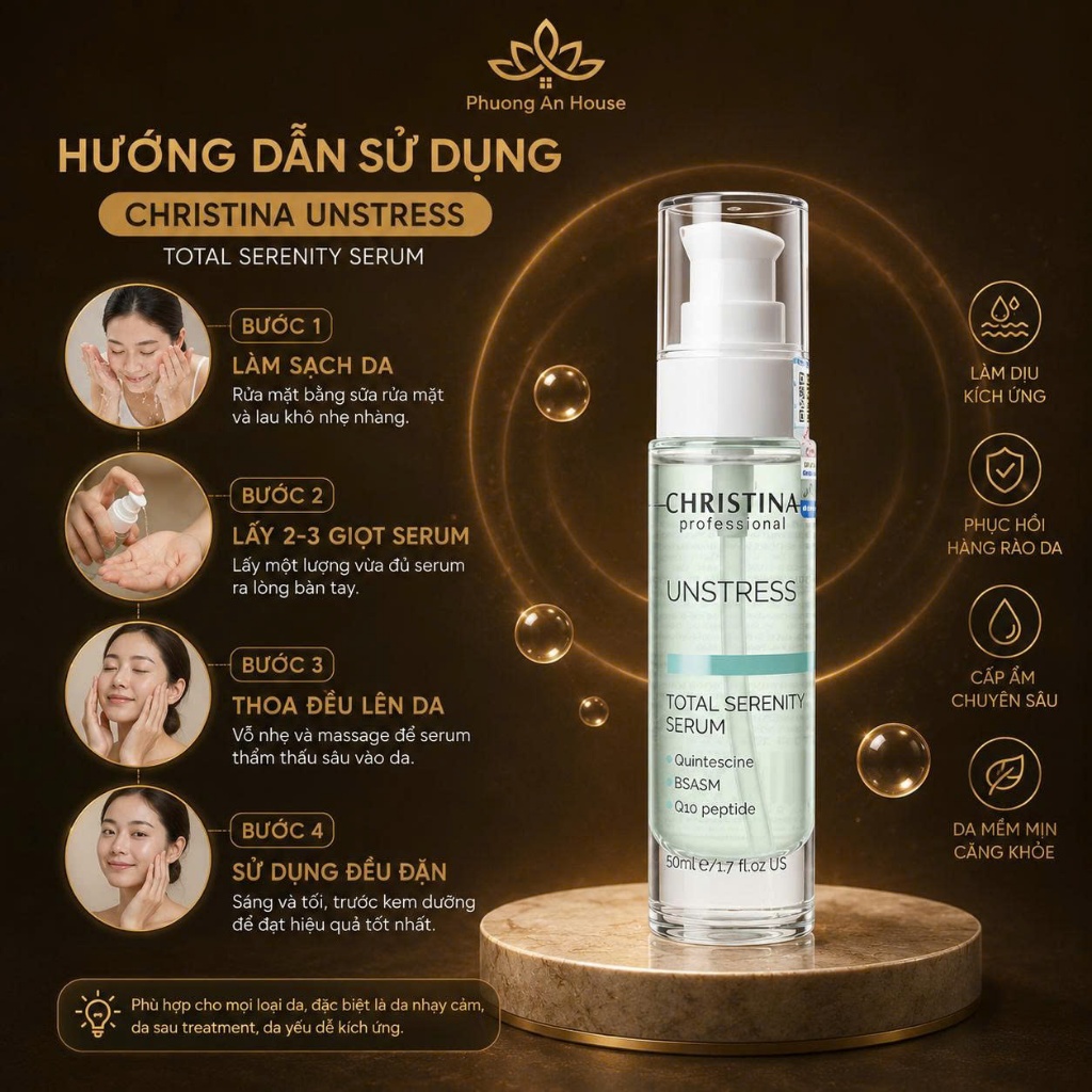 Serum Christina Unstress Total Serenity 50ml Cấp Ẩm Phục Hồi Da