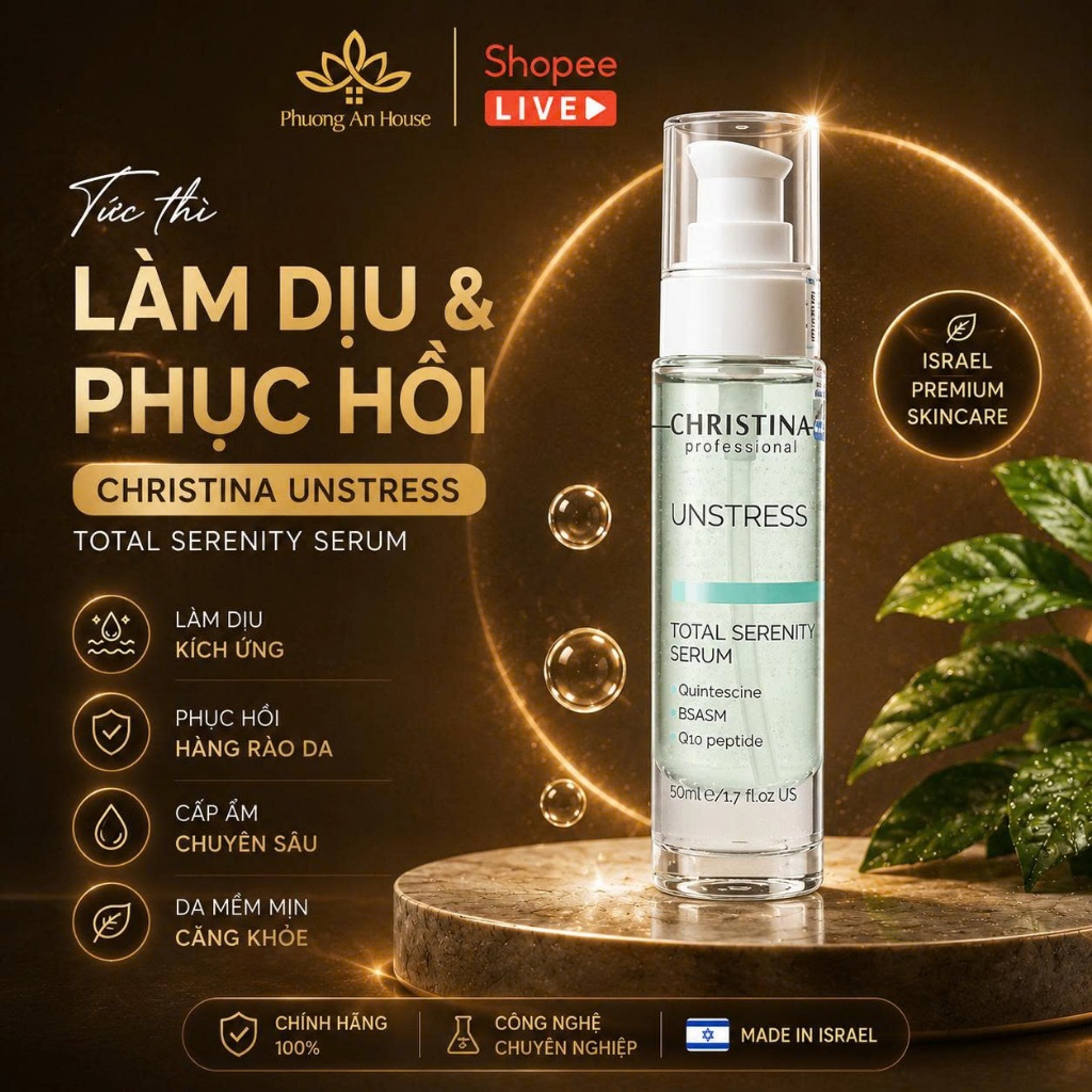 Serum Christina Unstress Total Serenity 50ml Cấp Ẩm Phục Hồi Da