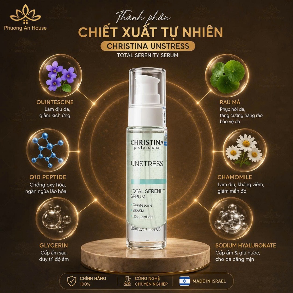 Serum Christina Unstress Total Serenity 50ml Cấp Ẩm Phục Hồi Da