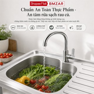 BMZAR Chậu rửa bát 1 hố inox 304 Chậu rửa inox Cao Cấp Bồn rửa chén Chống gỉ và bền