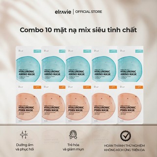 Combo 10 Miếng Mặt Nạ Siêu Tinh Chất Dưỡng Ẩm Phục Hồi, Trẻ Hóa, Giảm Mụn Mix Elravie
