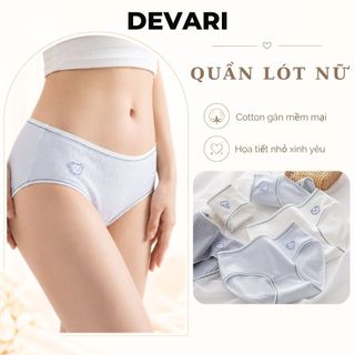 Quần lót nữ cotton kháng khuẩn khử mùi cạp vừa- Quần chip nữ họa tiết xinh xắn dễ thương DEVARI L861