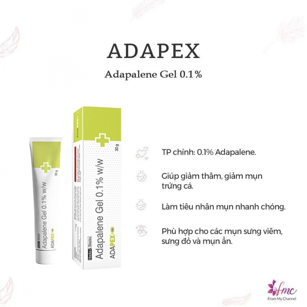 Kem Giảm Mụn Adapalene Gel USP 0.1% 30g Hỗ Trợ Giảm Mụn Mủ Mụn Bọc Chăm Sóc Da