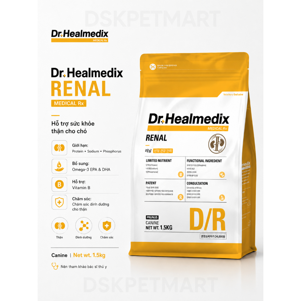 Hạt Cho Chó Dr.Healmedix Hỗ Trợ Đường Ruột - Viêm Da - Tiểu Đường - Sỏi Thận - Gan - Túi 1.5KG