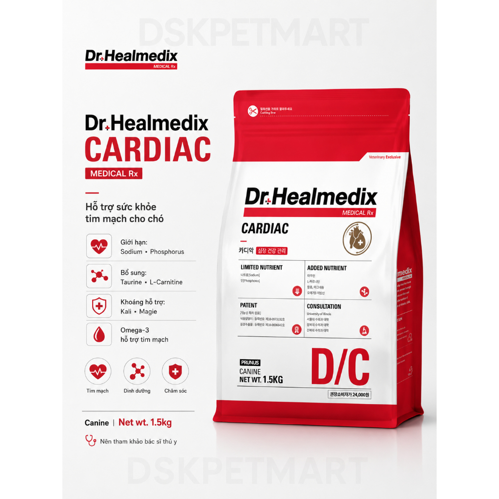 Hạt Cho Chó Dr.Healmedix Hỗ Trợ Đường Ruột - Viêm Da - Tiểu Đường - Sỏi Thận - Gan - Túi 1.5KG