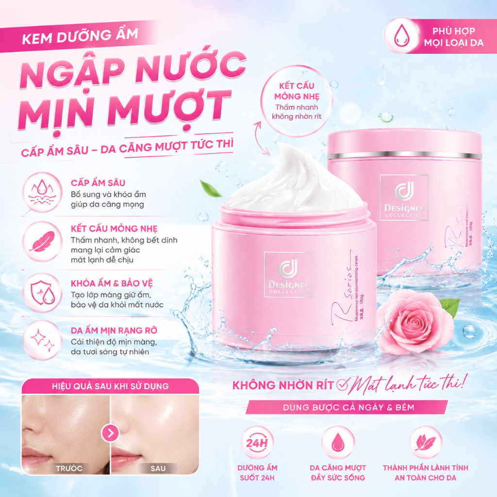 Kem dưỡng ẩm RSARIAS – Da Mềm Mượt Khóa Ẩm Lâu Dài Không Bết Dính Dành , dưỡng ẩm suốt 24H