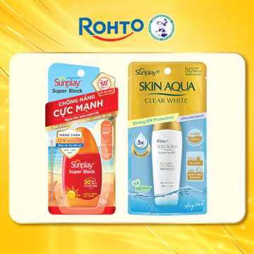 Combo 2 Sữa chống nắng Sunplay Superblock 30g + Sunplay Skin Aqua Clear White 25g