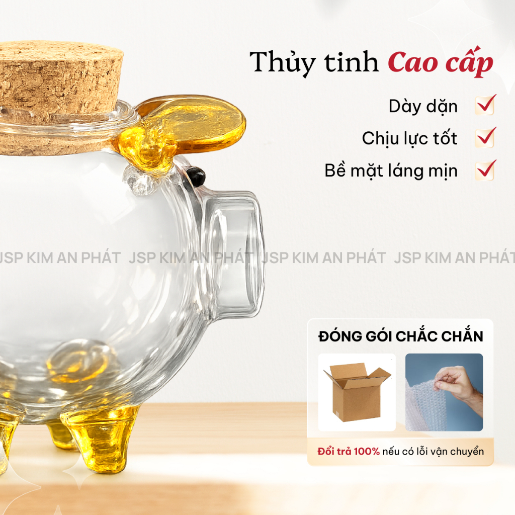 Heo thủy tinh đựng vàng nhẫn in LOGO từ 50 con heo vàng đựng nhẫn JSP heo trang sức ngựa đựng vàng