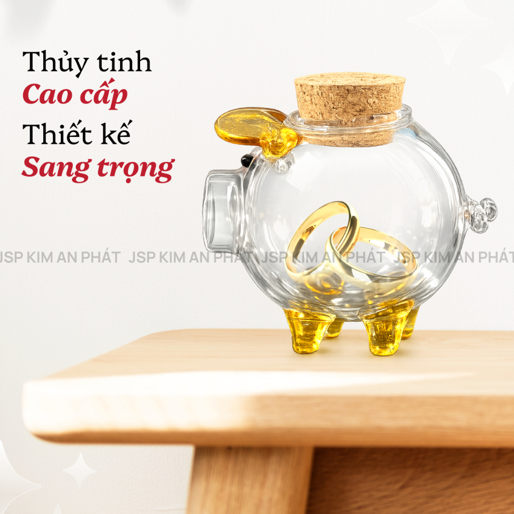 Heo thủy tinh đựng vàng nhẫn in LOGO từ 50 con heo vàng đựng nhẫn JSP heo trang sức ngựa đựng vàng