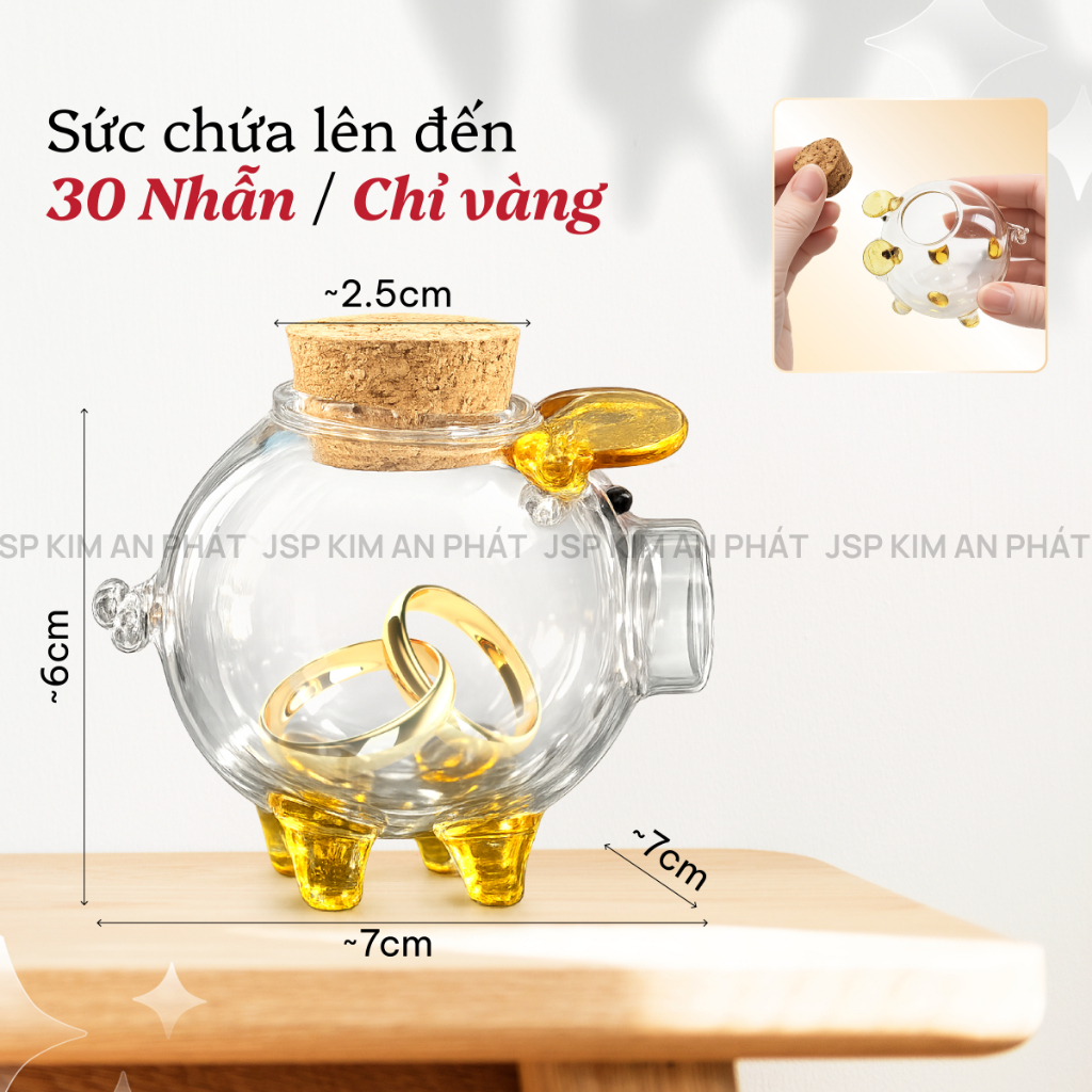 Heo thủy tinh đựng vàng nhẫn in LOGO từ 50 con heo vàng đựng nhẫn JSP heo trang sức ngựa đựng vàng
