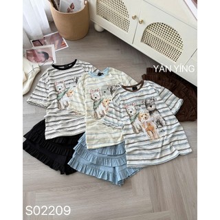PHẠM THÙY SHOP: SET BỘ ÁO PHÔNG IN HÌNH BA CHÚ CÚN MIX QUẦN GIẢ VÁY
