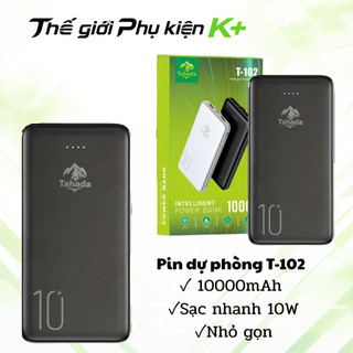 Pin sạc dự phòng chính hãng TAHADA T-102 10000mah Li-polymer 10w Sạc 2 thiết bị cùng lúc tiện lợi