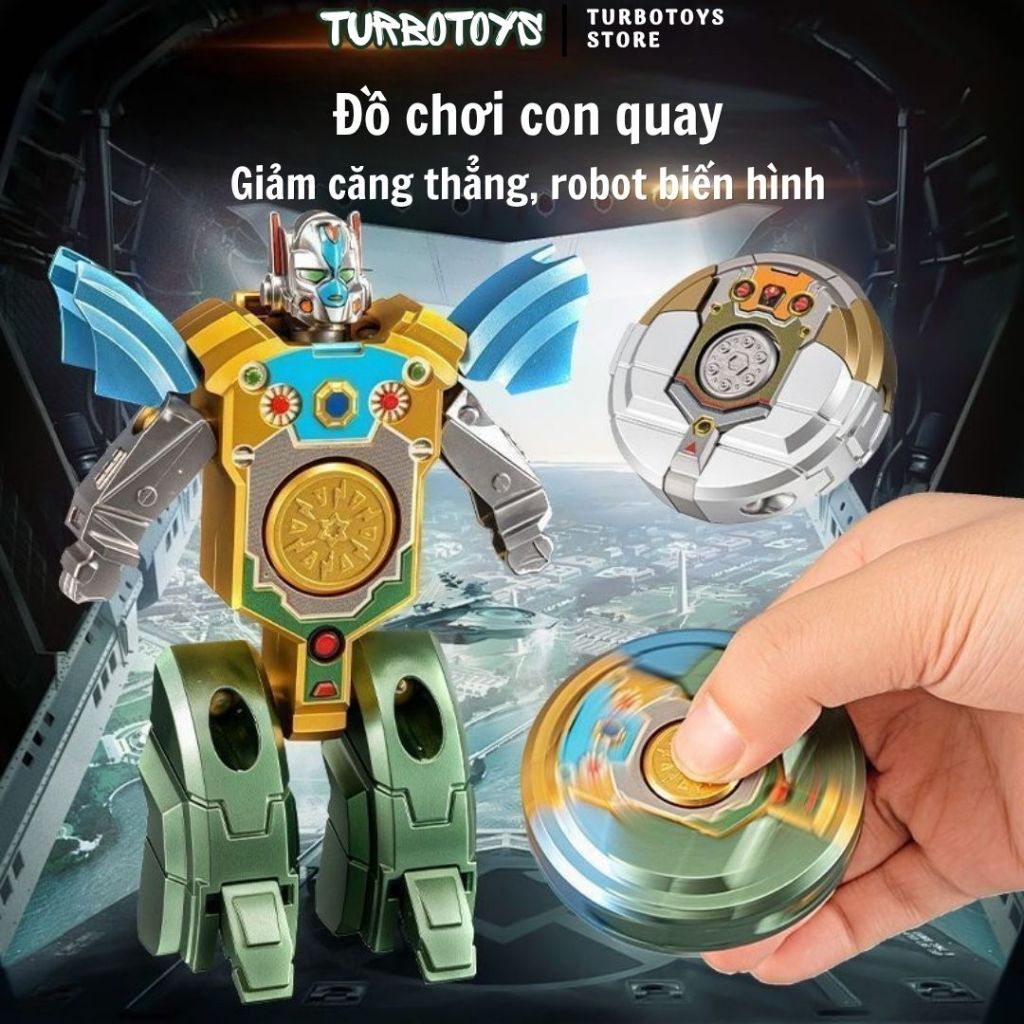 Đồ chơi fidget spinner robot con quay biến hình giảm căng thẳng nhựa abs an toàn cho trẻ em và người lớn, Turbotoys