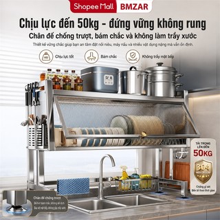 BMZAR Kệ Để Chén Đĩa Inox Có Nắp Đậy Kệ để chén bát Trên Bồn Rửa Bát Đa Năng Kệ úp chén inox
