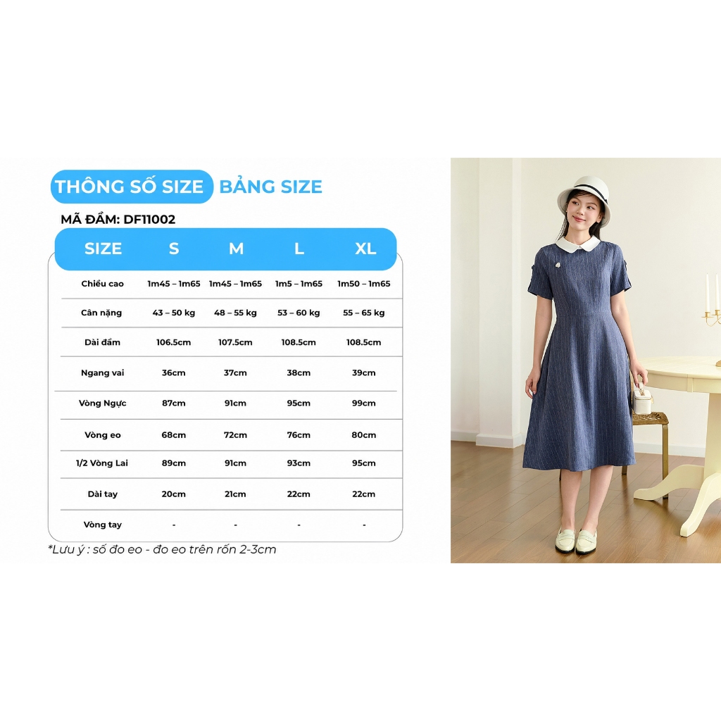 Đầm nữ GUMAC phối cổ đính nút  DF11002