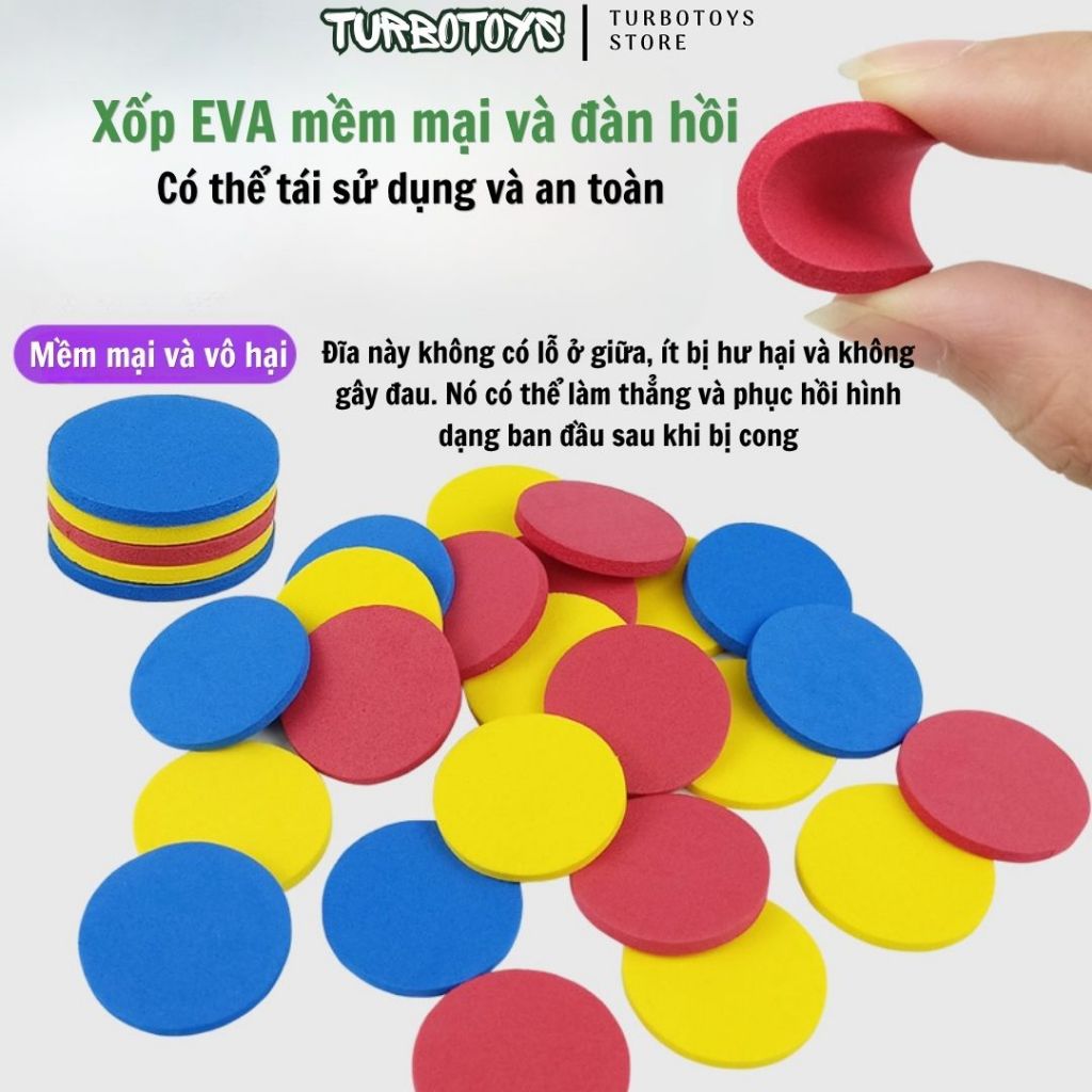 Đồ chơi súng bắn đĩa bay bằng xốp vui nhộn, giúp bé phát triển kỹ năng phối hợp tay-mắt, 3 khay cao su xốp mềm, Turbotoy