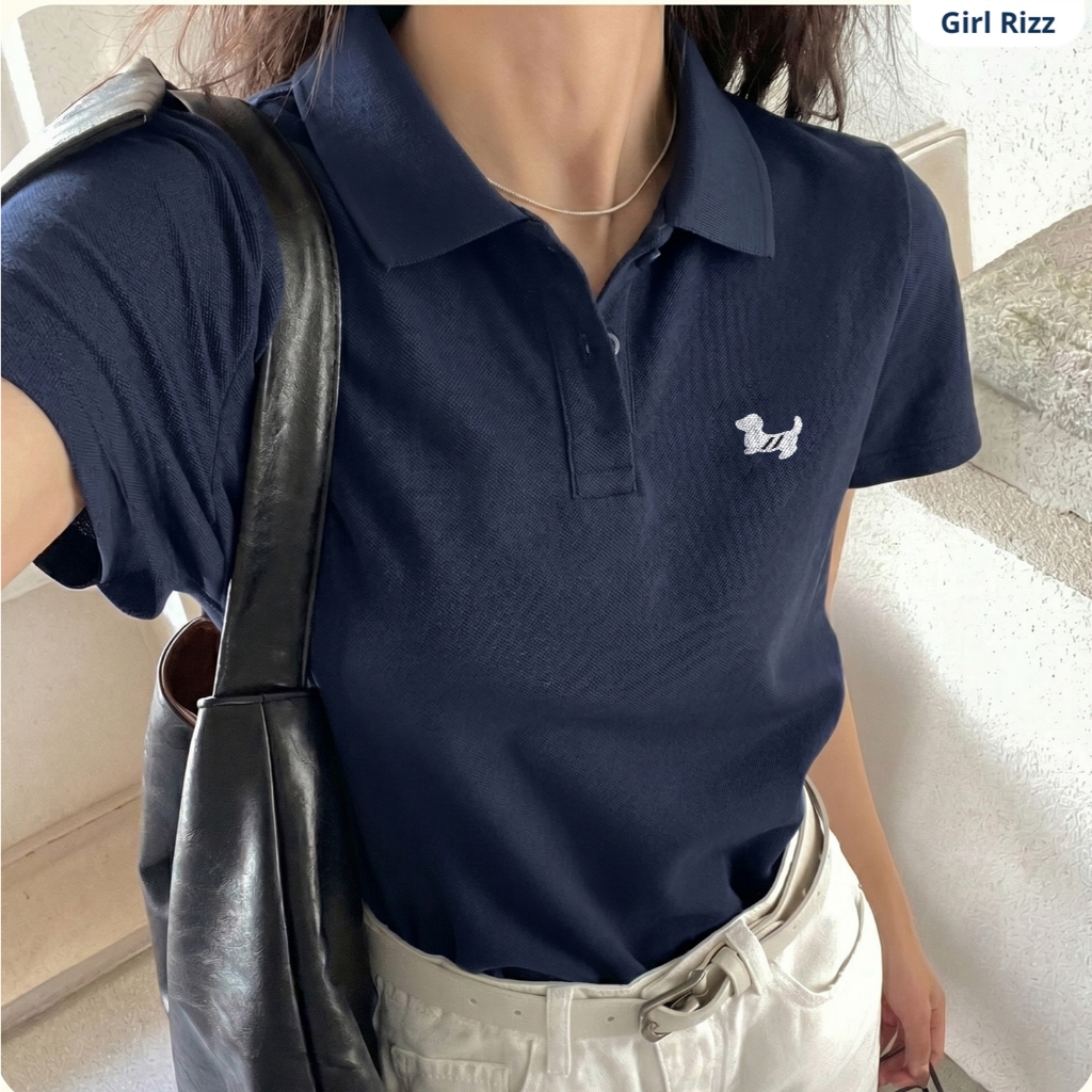 Áo Polo Nữ Basic In Logo Premium – Chất Vải Durracot Thoáng Mát, Form Suông Thoải Mái Thanh Lịch Dễ Phối PLG013
