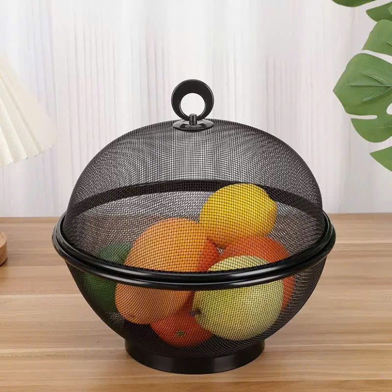 Giỏ Đựng Rau Củ Trái Cây Có Nắp Đậy - Bộ Rổ Hoa Quả Tặng Kèm Lồng Bàn Thép Phủ- Lồng Bàn Mini