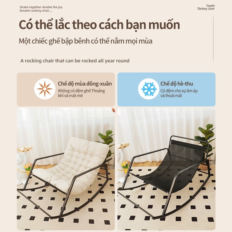 Ghế bập bênh đôi - ghế sofa - ghế lười có tựa lưng ghế bành ban công phòng khách | BigBuy360 - bigbuy360.vn