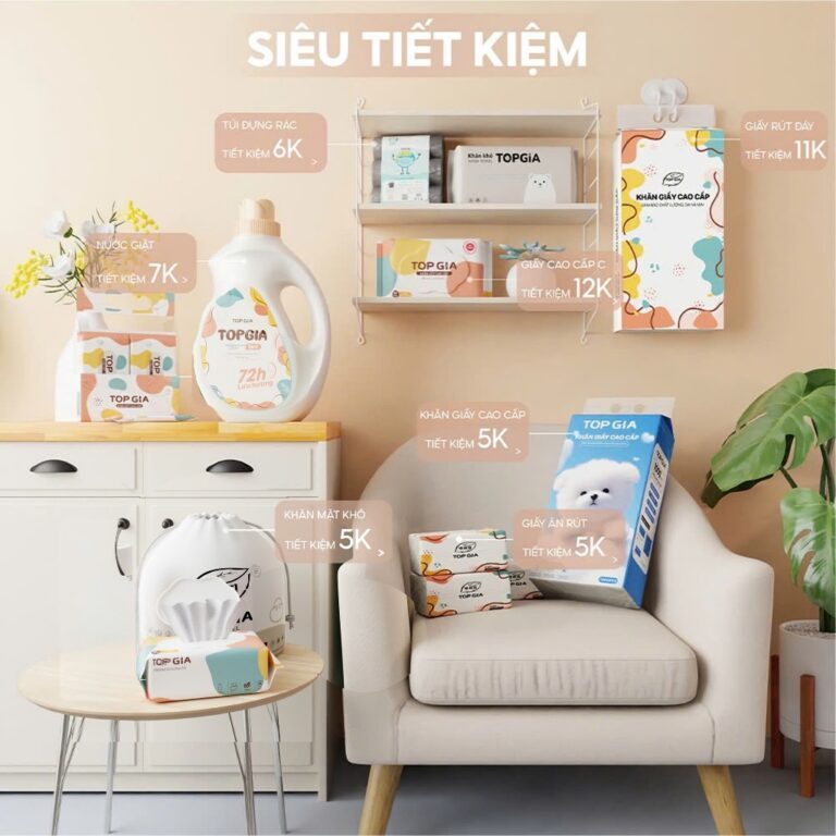 Giấy vệ sinh treo tường TopGia đa sắc đa năng từ bột giấy thiên nhiên, 1280tờ/4lớp