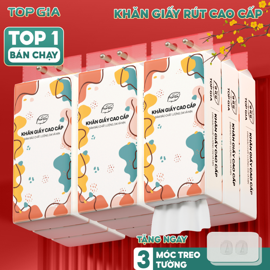 Giấy vệ sinh treo tường TopGia đa sắc đa năng từ bột giấy thiên nhiên, 1280tờ/4lớp