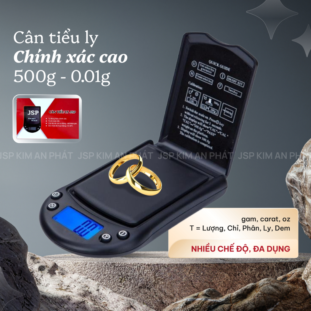 Cân tiểu li điện tử mini chính xác cao JSP 500g 200g 0.01g cân vàng bạc đa quy gam,carat cân điện tử