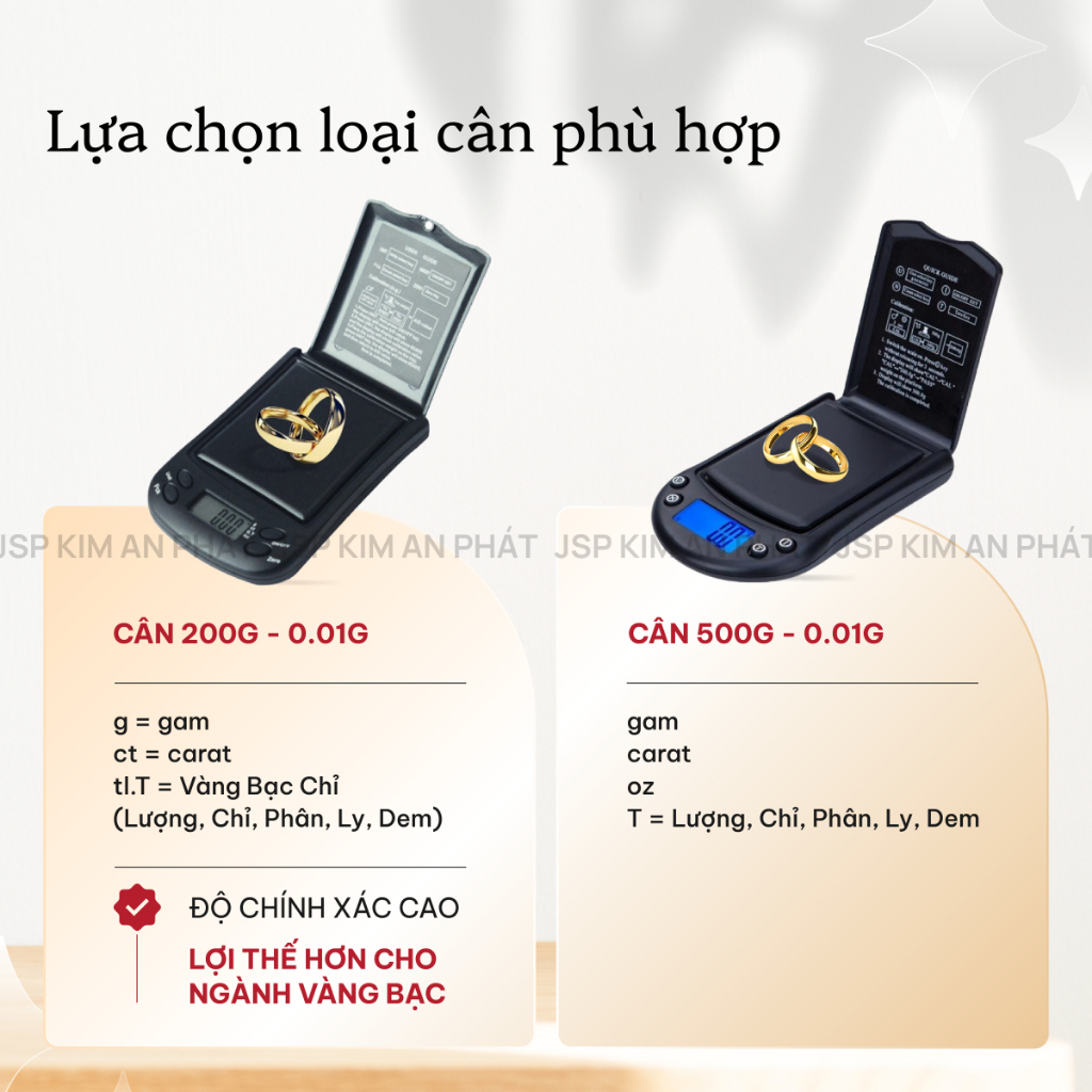 Cân tiểu li điện tử mini chính xác cao KIM AN PHÁT 500g 200g 0.01g cân vàng bạc đa quy gam,carat