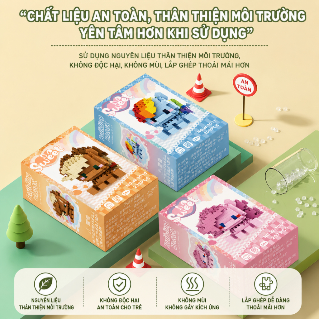 Bộ Xếp Hình Mini Ngựa Pony Đồ Chơi Lắp Ráp Nano 3D Nhựa ABS Mô Hình Để Bàn Quà Tặng 6 Mẫu Dễ Thương