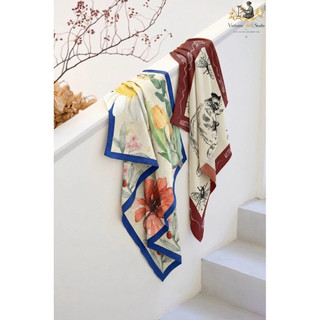 [VietnamSilk]Khăn bandana lụa satin, phong cách vintage 65x65,87x87