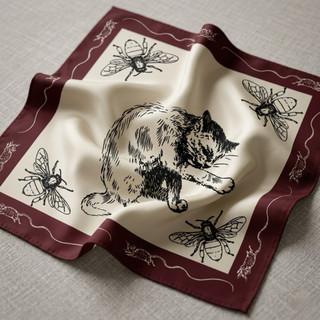 [VietnamSilk]Khăn bandana lụa satin, phong cách vintage 65x65,87x87