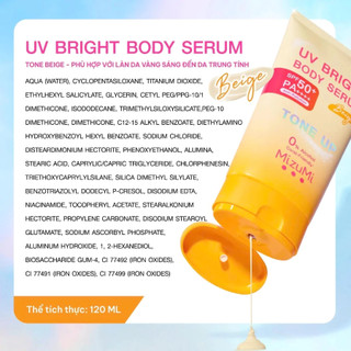 Kem chống nắng body MizuMi UV Bright Body Serum Tone Up SPF50+ PA++++ 120g nâng tông dưỡng ẩm