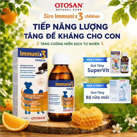 Immunix3 Otosan – Siro Tăng Đề Kháng, Cải Thiện , Hỗ Trợ Tiêu Hóa Trẻ từ 6 Tháng Tuổi– Lọ 150ml