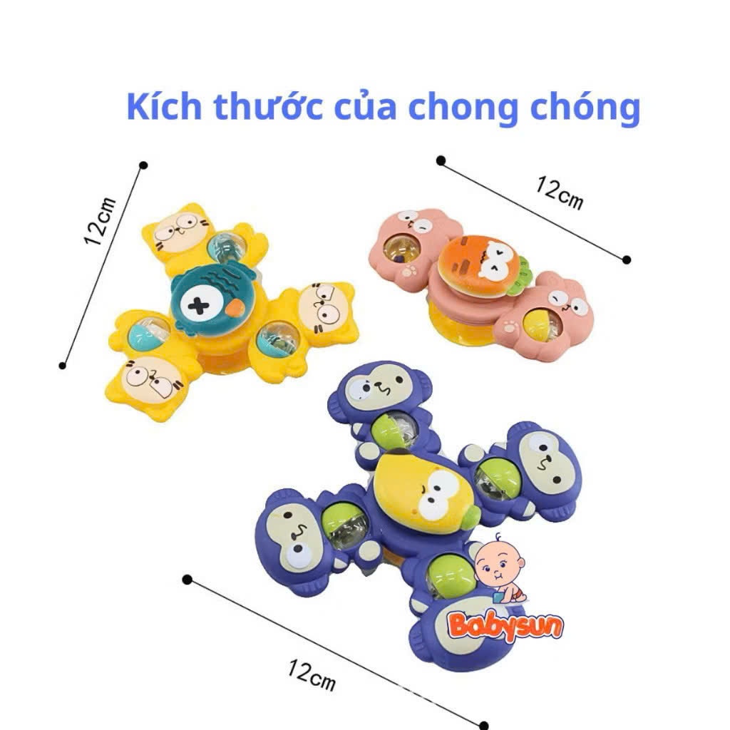 Con Quay Giác Hút Spinner Cho Bé 3 Cánh Có Chuông Lục Lạc – Đồ Chơi Giảm Khóc, Gắn Bàn Ăn, Xe Đẩy