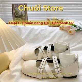 Giày bệt nữ da PU tổng hợp dệt vải đế cao su năng động dễ thương đáng yêu nhẹ nhàng dịu dàng